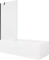Vonia Mexen Vega su apdaila ir stiklo sienele, 160x70 cm + 90 cm, Baltas+Juodas/Transparent