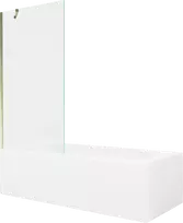 Vonia Mexen Vega su apdaila ir stiklo sienele, 170x70 cm + 90 cm, Baltas+Gold/Transparent