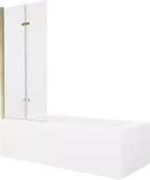 Vonia Mexen Vega su apdaila ir stiklo sienele, 180x80 cm + 80 cm (II), Baltas+Gold/Transparent