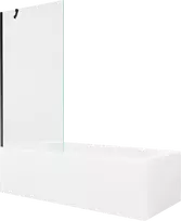 Vonia Mexen Vega su apdaila ir stiklo sienele, 180x80 cm + 90 cm, Baltas+Juodas/Transparent