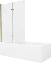 Vonia Mexen Vega su apdaila ir stiklo sienele, 150x70 cm + 120 cm (II), Baltas+Gold/Transparent