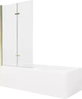 Vonia Mexen Vega su apdaila ir stiklo sienele, 180x80 cm + 100 cm (II), Baltas+Gold/Transparent