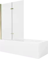 Vonia Mexen Vega su apdaila ir stiklo sienele, 160x70 cm + 120 cm (II), Baltas+Gold/Transparent