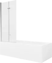 Vonia Mexen Vega su apdaila ir stiklo sienele, 180x80 cm + 80 cm (II), Baltas+Chrome/Transparent