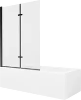 Vonia Mexen Vega su apdaila ir stiklo sienele, 180x80 cm + 120 cm (II), Baltas+Juodas/Transparent