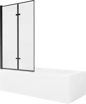 Vonia Mexen Vega su apdaila ir stiklo sienele, 180x80 cm + 100 cm (II), Baltas+Juodas frame