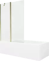 Vonia Mexen Vega su apdaila ir stiklo sienele, 150x70 cm + 120 cm, Baltas+Gold/Transparent