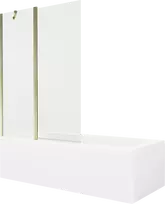 Vonia Mexen Vega su apdaila ir stiklo sienele, 160x70 cm + 120 cm, Baltas+Gold/Transparent
