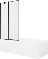 Vonia Mexen Vega su apdaila ir stiklo sienele, 160x70 cm + 100 cm, Baltas+Juodas frame