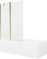 Vonia Mexen Vega su apdaila ir stiklo sienele, 180x80 cm + 120 cm, Baltas+Gold/Transparent