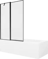 Vonia Mexen Vega su apdaila ir stiklo sienele, 160x70 cm + 120 cm, Baltas+Juodas frame