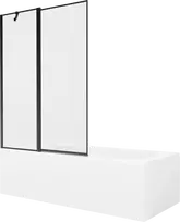 Vonia Mexen Vega su apdaila ir stiklo sienele, 180x80 cm + 120 cm, Baltas+Juodas frame