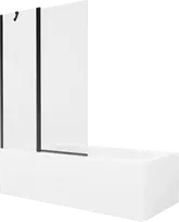 Vonia Mexen Vega su apdaila ir stiklo sienele, 170x70 cm + 120 cm, Baltas+Juodas/Transparent