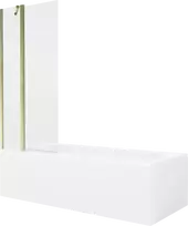 Vonia Mexen Vega su apdaila ir stiklo sienele, 180x80 cm + 80 cm, Baltas+Gold/Transparent