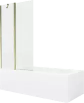 Vonia Mexen Vega su apdaila ir stiklo sienele, 180x80 cm + 100 cm, Baltas+Gold/Transparent