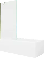Vonia Mexen Cubik su apdaila ir stiklo sienele, 160x70 cm + 90 cm, Baltas+Gold/Transparent