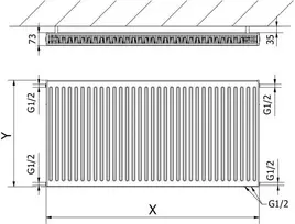 Radiatorius Mexen CV21, 900 x 3000 mm, apatinio pajungimo, 5328 W, baltas