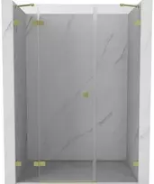 Dušo durys Mexen Lunar, kairinės, 140 cm, transparent/brushed auksinis