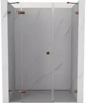 Dušo durys Mexen Lunar, kairinės, 120 cm, transparent/rose auksinis