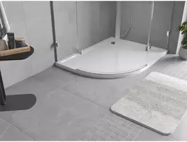 Dušo padėklas Mexen Flow Slim, pusapvalis asimetrinis, dešininis, 90 x 80 cm, Baltas gloss