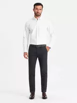 CLASSIC Vyriškos klasikinės chino kelnės su smulkia tekstūra - grafito spalvos v4 om-pacp-0188