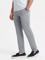 CLASSIC Elegantiškos vyriškos chino kelnės su klasikiniu kirpimu - šviesiai pilkos v1 om-pacp-0191