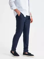Blue Vyriškos klasikinės chino stiliaus aptemptos kelnės – tamsiai mėlynos v1 om-pacp-0182