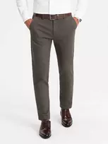 CLASSIC Klasikinės vyriškos minkštos tekstūruotos chino kelnės - chaki spalvos v2 om-pacp-0188