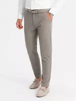 CLASSIC Klasikinės vyriškos chino kelnės su smulkia tekstūra - tamsiai smėlio spalvos v1 om-pacp-0188