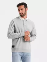 Collar vyriškas džemperis su balta polo apykakle - pelenų spalvos v7 om-ssnz-0132