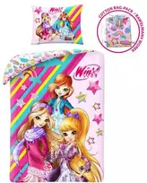 Patalynės komplektas MCU Patalynė bawełniana 140x200 Winx czarodzeijki rožinė poszewka 70x90 + maišelis bawełniany Kids 13 Halantex