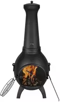 559 mm aliuminio chiminea lauko židinys, su grilio tinkleliu ir kamino uždangalu, sferinė laužavietė terasai, sodui, stovyklavimui, juoda metalinė chiminea