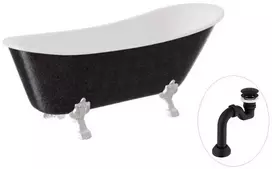 Vonia Besco Olaya Glam 160, Graphite+Chrome, su sifonu Klik-klak Juodas