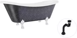 Vonia Besco Amelia Glam 190, Graphite+Chrome, su sifonu Klik-klak Juodas