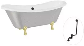 Vonia Besco Amelia Glam 190, Sidabrinis+Gold, su sifonu su persipylimu Klik-klak Juodas
