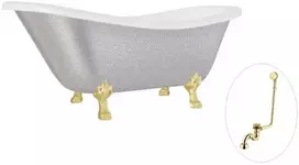 Vonia Besco Otylia Glam 160, Sidabrinis+Gold, su sifonu su persipylimu Klik-klak Gold