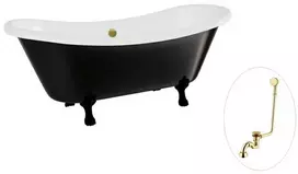 Vonia Besco Amelia B&W 190, Juodas/Baltas+Juodas, su sifonu su persipylimu Klik-klak Gold