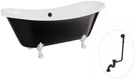 Vonia Besco Amelia B&W 190, Juodas/Baltas+Chrome, su sifonu su persipylimu Klik-klak Juodas