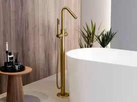 Grindinis vonios maišytuvas Besco Veo 3.0 ColdMode, Brushed Gold