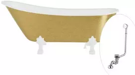 Vonia Besco Olaya Glam 160, Gold+Baltas, su sifonu su persipylimu Klik-klak Chrome