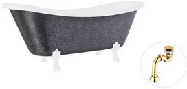 Vonia Besco Amelia Glam 190, Graphite+Baltas, su sifonu Klik-klak Gold