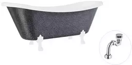 Vonia Besco Amelia Glam 190, Graphite+Baltas, su sifonu Klik-klak Chrome