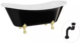 Vonia Besco Amelia B&W 190, Juodas/Baltas+Gold, su sifonu Klik-klak Juodas