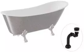 Vonia Besco Olaya Glam 160, Sidabrinis+Chrome, su sifonu Klik-klak Juodas