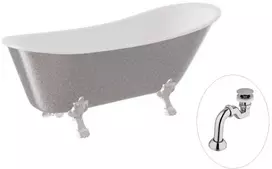 Vonia Besco Olaya Glam 160, Sidabrinis+Chrome, su sifonu Klik-klak Chrome