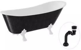 Vonia Besco Olaya Glam 160, Graphite+Baltas, su sifonu Klik-klak Juodas