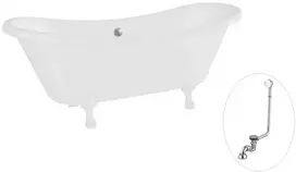 Vonia Besco Amelia 190, Baltas+Baltas, su sifonu su persipylimu Klik-klak Chrome