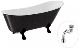 Vonia Besco Olaya Glam 160, Graphite+Juodas, su sifonu Klik-klak Chrome