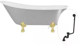 Vonia Besco Olaya Glam 160, Sidabrinis+Gold, su sifonu su persipylimu Klik-klak Juodas