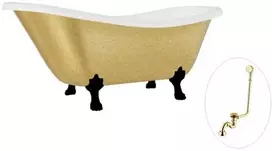 Vonia Besco Otylia Glam 160, Gold+Juodas, su sifonu su persipylimu Klik-klak Gold